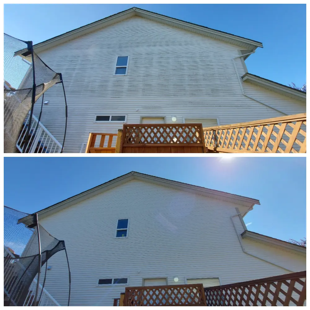 Before and after house washing